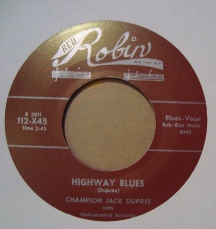 CHAMPION JACK DUPREE "SHAKE BABY SHAKE / HIGHWAY BLUES" 7"