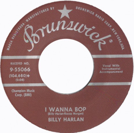 Billy Harlan ‎"School House Rock / I Wanna Bop" 7"