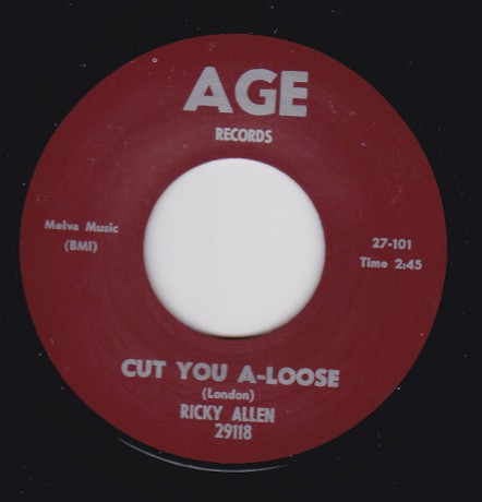 RICKY ALLEN / JUNIOR WELLS "CUT YOU A-LOOSE / CHA CHA CHA IN BLUE" 7"