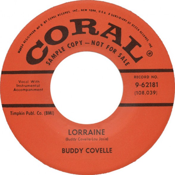 BUDDY COVELLE "Lorraine/ I'll Go on Loving You" 7"