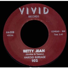 HAROLD BURRAGE "BETTY JEAN / I CRY FOR YOU" 7"