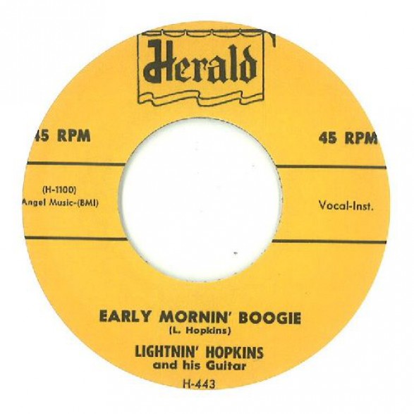 LIGHTNIN’ HOPKINS "HOPKINS SKY HOP/EARLY MORNIN’ BOOGIE" 7"