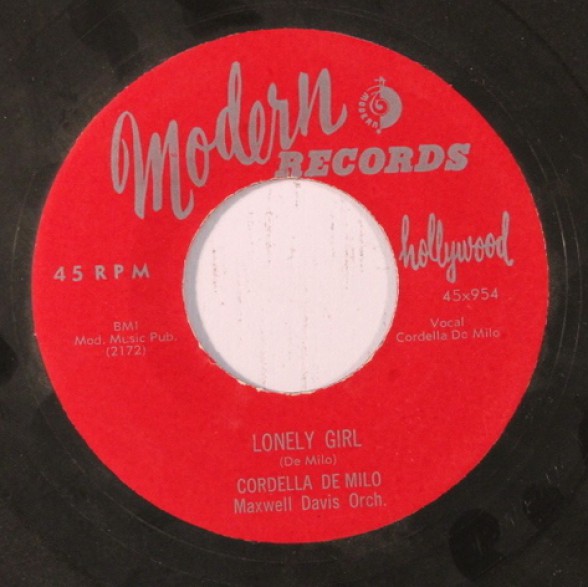 CORDELLA DE MILO AIN’T GONNA HUSH/ LONELY GIRL" 7"