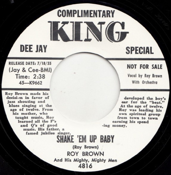 ROY BROWN "SHAKE ‘EM UP BABY / LETTER TO BABY" 7"
