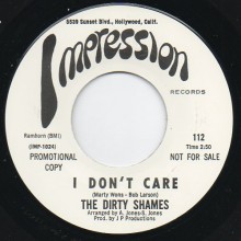 DIRTY SHAMES "I DON'T CARE / MAKIN' LOVE" 7"